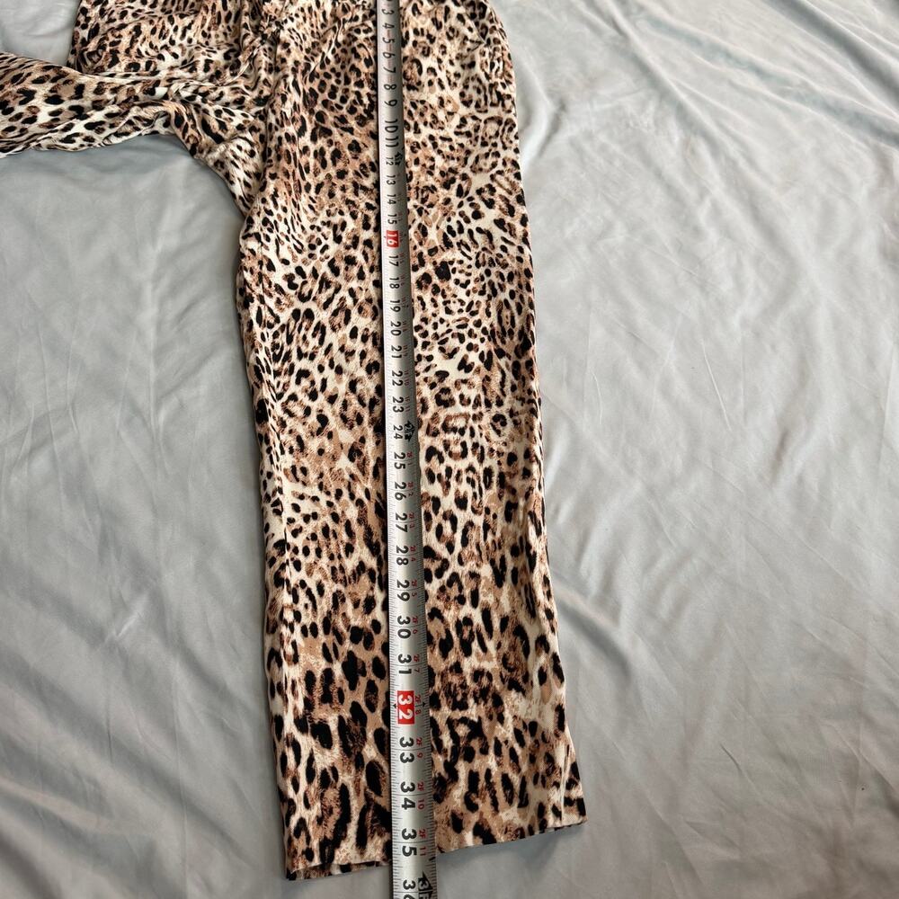 Banana Republic Leopard Print Wide Leg Pants Women's Medium M Pull On - Picture 7 of 10